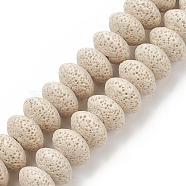Natural Lava Rock Beads Strands, Dyed, Rondelle, Beige, 15~16x9.5~9.7mm, Hole: 2.5mm, about 42pcs/strand, 15.15 inch~15.55 inch(38.5~39.5cm)(G-I220-17B-16)