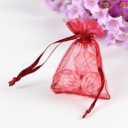 Organza Gift Bags, Dark Red, 7x5x0.2cm(OP110-2)