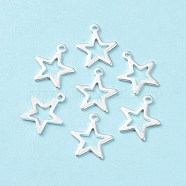304 Stainless Steel Charms, Star, Silver, 14.5x12.5x0.7mm, Hole: 1.4mm(STAS-L234-095S)