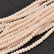 Faceted Rondelle Glass Beads Strands, Blanched Almond, 3.5x2.5~3mm, Hole: 0.8mm, about 113~115pcs/strand, 32~33cm(GLAA-I033-3mm-04)