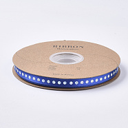 Polyester Single Face Satin Ribbon, with Single-Sided Sequins/Paillette, for Gift, Party Decorate, Royal Blue, 3/8 inch(10mm),  50yards/roll(45.7m/roll)(SRIB-N004-01C)