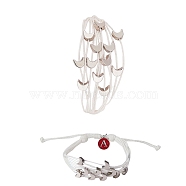 Multi String Cord Bracelet with Initial Letter A Charm, Moon and Star Adjustable Bracelet for Women, White, Inner Diameter: 1-3/4~3-1/4 inch(4.5~8.2cm)(BJEW-SW00042-04)