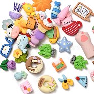 Frosted Resin Decoden Cabochons, Cat Shape/Fish/Donut, Mixed Shapes, Mixed Color, 12~37x10~37.5x4~10mm(RESI-XCP0002-15)