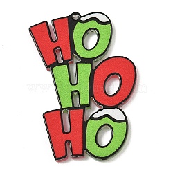 Christmas Acrylic Pendants, Letter HO, Lime Green, 45x29.5x2.5mm, Hole: 1.6mm(MACR-K364-01B)
