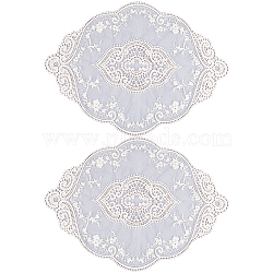 Polyester Lace Embroidery Table Mats, Oval with Flower Pattern, Placemats for Dining Table Decoration, Navajo White, 450x315x1.2mm(AJEW-WH0413-78)