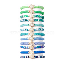12Pcs 12 Color Polymer Clay Heishi Surfer Stretch Bracelets Set, Dyed Synthetic Turquoise Sea Turtle Stackable Bracelets, Mixed Color, Inner Diameter: 2~2-1/8 inch(5~5.25cm), 1Pc/color(BJEW-JB09731)