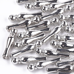 Plating Acrylic Beads, Silver, 36x8mm, Hole: 2mm, about 600pcs/500g(PACR-T006-11)