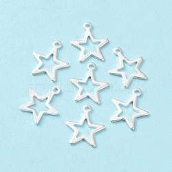 304 Stainless Steel Charms, Star, Silver, 14.5x12.5x0.7mm, Hole: 1.4mm(STAS-L234-095S)