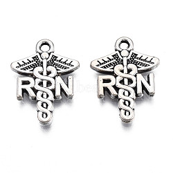Tibetan Style Alloy RN Caduceus Medical Symbol Charms, Cadmium Free & Lead Free, Wing with Snak, Antique Silver, 20.5x15x2mm, Hole: 1.8mm, about 600pcs/1000g(TIBEP-N008-137)