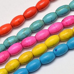 Dyed Synthetic Turquoise Bead Strands, Oval, Mixed Color, 8x5mm, Hole: 1mm, about 49pcs/strand, 15.7 inch(G-M143-M-A)