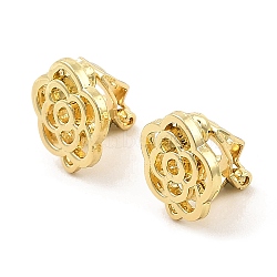 Alloy Clip-on Earring Findings, with Horizontal Loops, for Non-pierced Ears, Rose, Golden, 13.5x12x11mm, Hole: 0.9mm(FIND-L015-005G)