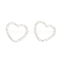 Iron Linking Ring, Openable, Textured Heart, Silver, 12x9mm(FIND-YW0004-17S)