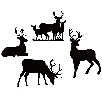 Rectangle PVC Wall Stickers, for Home Living Room Bedroom Decoration, Deer Pattern, 390x930mm, 2pcs/set