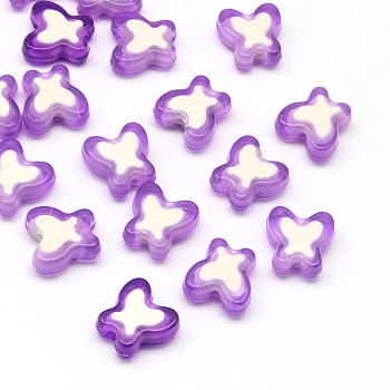 Transparent Butterfly Acrylic Beads, Bead in Bead, Medium Purple, 10x10x4mm, Hole: 2mm, about 1730pcs/500g