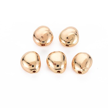 Brass Beads, Nickel Free, Chip, Real 18K Gold Plated, 9.5x8.5x5.5mm, Hole: 1.4mm