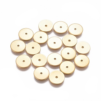 Ion Plating(IP) 304 Stainless Steel Spacer Beads, Flat Round, Golden, 10x0.8mm, Hole: 1.2mm