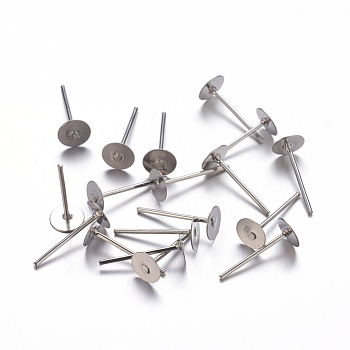 Iron Ear Studs, Platinum Color, Nickel Free, Size: Head: about 5mm diameter, pin: about 11mm long, 0.7mm thick