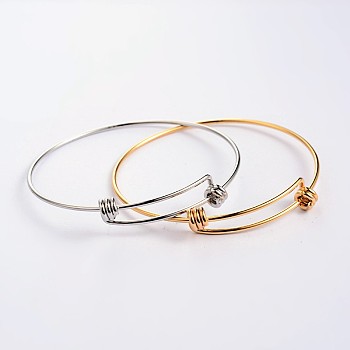 Adjustable Ion Plating(IP) 304 Stainless Steel Expandable Bangle Making, Mixed Color, 67x61mm, 1.5~10mm