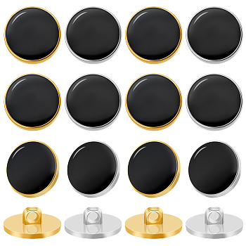 100Pcs 2 Colors Plastic Shank Buttons, with Black Enamel, Flat Round, Mixed Color, 21.5x8mm, Hole: 3mm, 50pcs/color