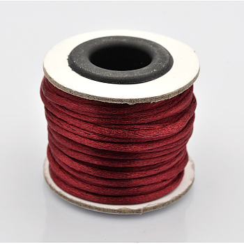 Macrame Rattail Chinese Knot Making Cords Round Nylon Braided String Threads, Satin Cord, Dark Red, 1.5mm, about 16.4 yards(15m)/roll