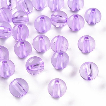 Transparent Acrylic Beads, Round, Lilac, 10x9mm, Hole: 2mm, about 940pcs/500g