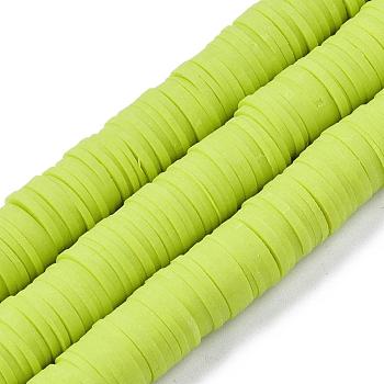 Flat Round Handmade Polymer Clay Beads, Disc Heishi Beads for Hawaiian Earring Bracelet Necklace Jewelry Making, Green Yellow, 12mm