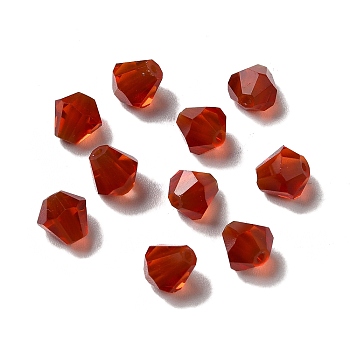 Glass Imitation Austrian Crystal Beads, Faceted, Diamond, Crimson, 6x5mm, Hole: 1mm