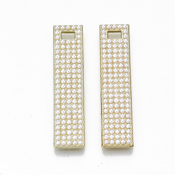 Alloy Pendants, with ABS Plastic Imitation Pearl, Cadmium Free & Lead Free, Rectangle, Light Gold, 40x9x2.5mm, Hole: 3.5x2mm