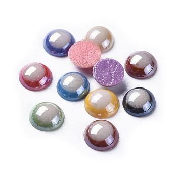 Opaque Glass Cabochons, Half Round, Mixed Color, 8x3mm