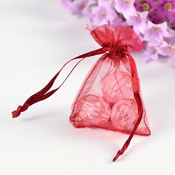 Organza Gift Bags, Dark Red, 7x5x0.2cm
