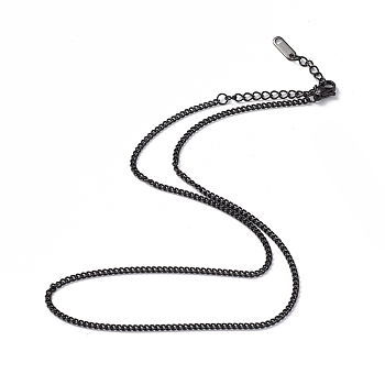 304 Stainless Steel Curb Chain Necklace for Men Women, Gunmetal, 15.87 inch(40.3cm)