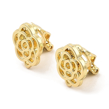 Alloy Clip-on Earring Findings, with Horizontal Loops, for Non-pierced Ears, Rose, Golden, 13.5x12x11mm, Hole: 0.9mm