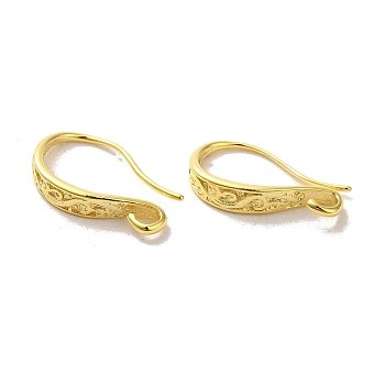 Brass Earring Hooks, Real 24K Gold Plated, 18.5x3.8mm, Hole: 2mm, Pin: 0.8mm