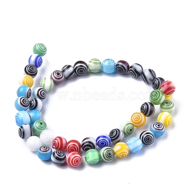 Handmade Millefiori Glass Round Beads Strands(LK-R004-93)-2