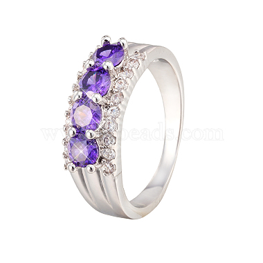 Violet Brass+Cubic Zirconia Finger Rings