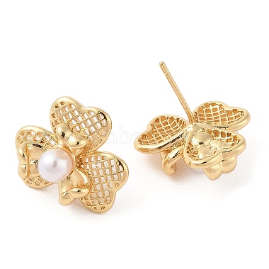 Rack Plating Brass Stud Dangle Earrings for Women(EJEW-G394-25G)-2