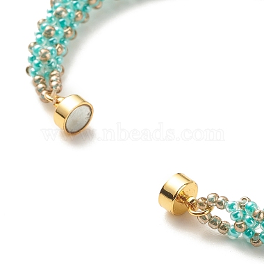 Glass Seed Beaded Bracelet with Brass Magnetic Clasps(BJEW-JB07801-05)-6