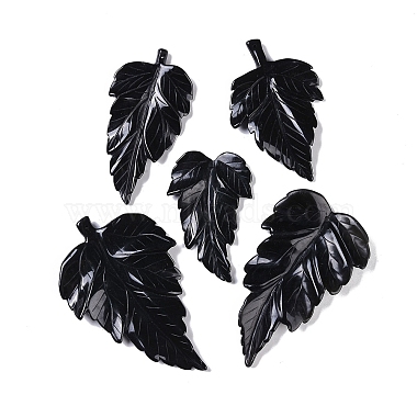 Leaf Black Stone Big Pendants