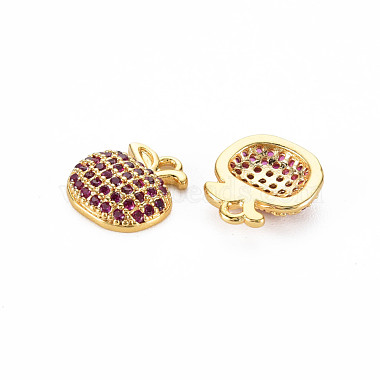 Rack Plating Brass Micro Pave Medium Violet Red Cubic Zirconia Charms(KK-S360-156)-2