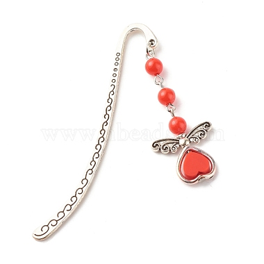 Fairy Charm Drop Alloy Bookmark with Beads for Booklover(AJEW-JK00175)-2