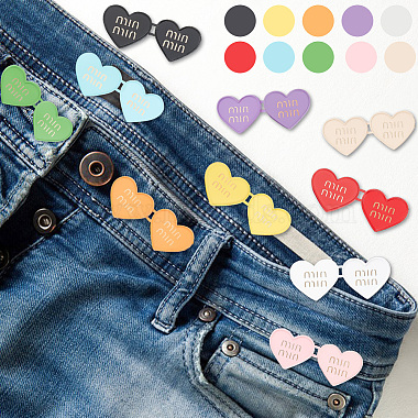 10Pcs 10 Colors Dopamine Color Series Heart with Word Spray Painted Alloy Adjustable Jean Button Pins(FIND-GO0001-45)-4