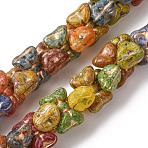 Painted Glass Beads Strands, Golden Metal Enlaced, Bowknot, Mixed Color, 10x14~14.5x8mm, Hole: 1.4mm, about 50pcs/strand, 12.60''(32cm)(GLAA-B037-04)