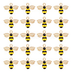 40Pcs Alloy Enamel Pendants, Cadmium Free & Nickel Free & Lead Free, Golden, Bee Charm, Gold, 17.5x22.5x4mm, Hole: 2mm(ENAM-HY0003-10)