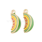 Brass Enamel Pendants, Cantaloupe Charms, Real 18K Gold Plated, 19x8x6mm, Hole: 1.8mm(KK-CBA6818-09G)