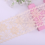 Polyester Lace Trim Ribbons, Garment Accessories, Flower, 3 inch(75mm), about 15Yard/roll(PW-WG34220-06-1)