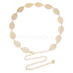 1pc Leaf Flower Alloy Chain Belts, Women's Waist Belts for Shirt Skirt Dress Overcoat, Golden, 1260x26.5mm(AJEW-HS0001-07)