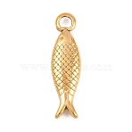304 Stainless Steel Pendants, Sardine Fish Charm, Golden, 22.5x6x3mm, Hole: 2.5mm(STAS-K322-09G)