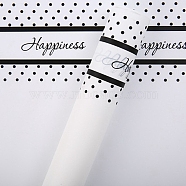 20 Sheets Word Happiness Waterproof Plastic Gift Wrapping Paper, Square, Folded Flower Bouquet Wrapping Paper Decoration, White, 570x570mm(PAAG-PW0001-026A)