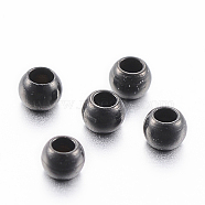 304 Stainless Steel Beads, Round, Electrophoresis Black, 2x1.2mm, Hole: 1mm(STAS-H394-08B)