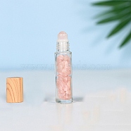 Natural Rose Quartz Roller Ball Bottles, with Plastic Cover, SPA Aromatherapy Essemtial Oil Empty Glass Bottle, 2x8.5cm, Capacity: 10ml(0.34fl. oz)(BOTT-PW0011-70A-02)